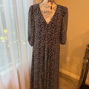 MELLODAY Navy Floral Long Sleeve Dress